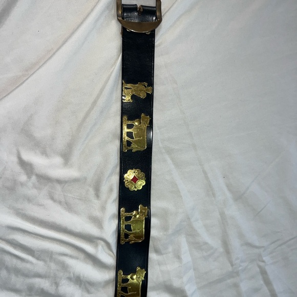 VINTAGE ETRO COW AND SUN LEATHER BLACK BELT 1970'S - Picture 3 of 4